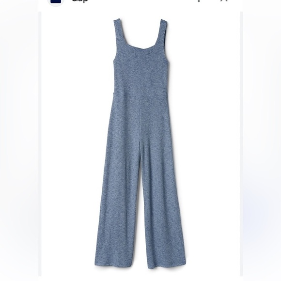 GAP Ribbed Softspun Square-Neck Jumpsuit Wide Leg Lounge Casual Wear Size M - Picture 3 of 15